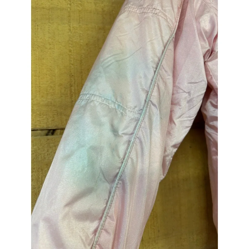 Vintage Skyline Girls Pink Hooded Puffer Jacket Fleece Lined Floral Size 5/6